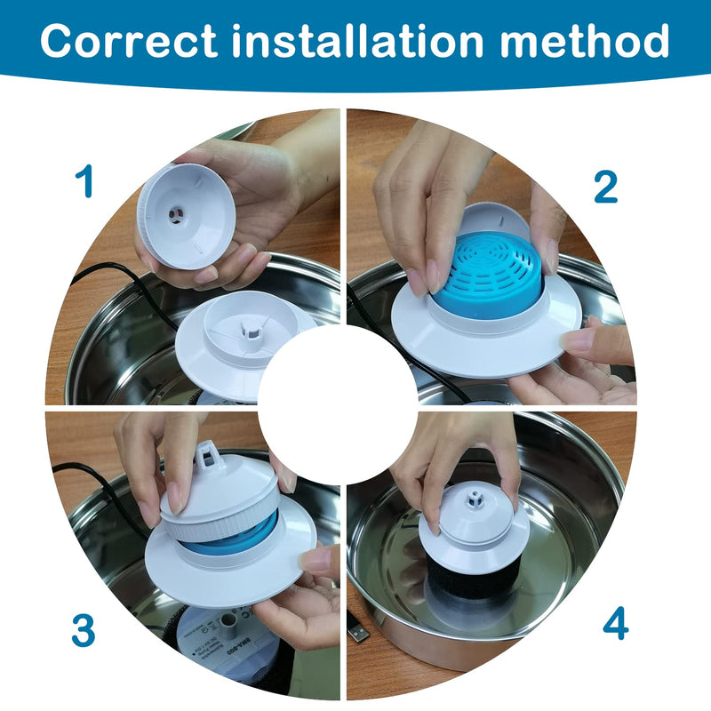 Cat Water Fountain Filters, Cat Fountain Replacement Filters for 2.0L/67oz Automatic Pet Water Dispenser,Pet Water Fountain Replacement Filters Package Filter Blue 4 Pack - BeesActive Australia