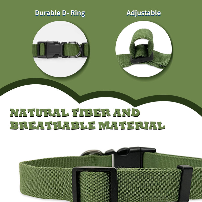 Pawhuggies Soft Natural Bamboo Fabric Dog Collar, Adjustable Pet Collar with Quick Release Buckle, Durable Breathable and Fade Resistant, 4 Colors, for Small Medium Large Dogs Green L 1"W 18"-20"L - BeesActive Australia