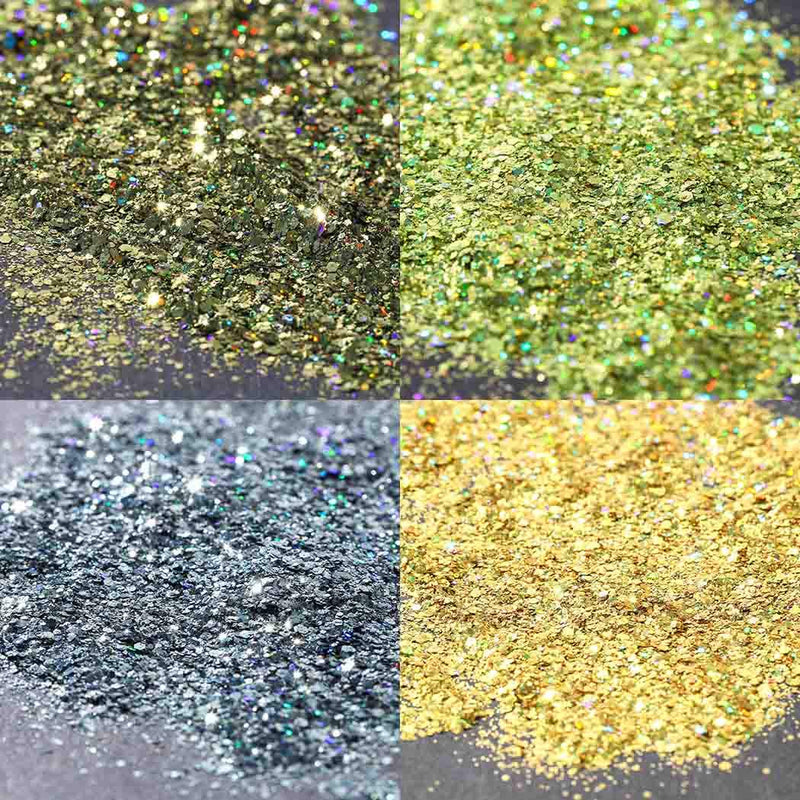 Sethexy 12 Colors Holoqraphic Glitter Superfine Nails Sequins Mixed Iridescent Paillette for Nails Art (A) A - BeesActive Australia