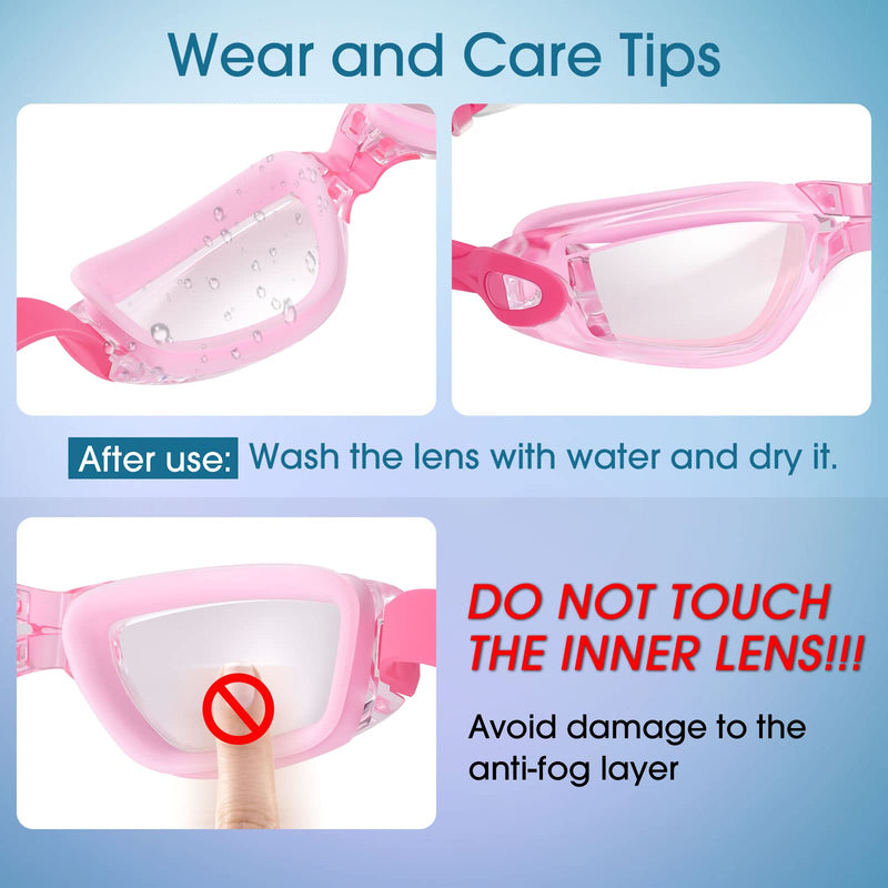 Vatefery Kids Swim Goggles 2 Packs Swimming goggles for kids Ages 6-14 Children Girls and Boys A.pink&purple - BeesActive Australia