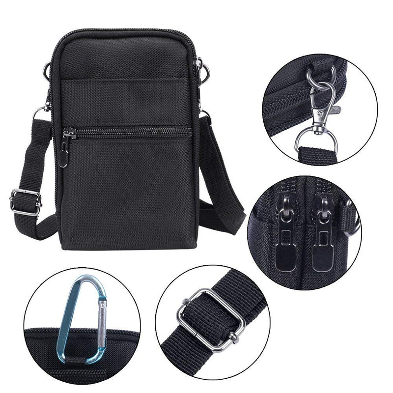 [AUSTRALIA] - Crossbody Cell Phone Bags w/RFID Blocking-Casual Water Resistant nylon fanny pack/waist phone purse pouch fits ,iphone 11,iPhone 6/6S,6Plus/6S Plus, iphone X/XS, Note 5,Note 4,Galaxy S7,S7 Edge (black) black 