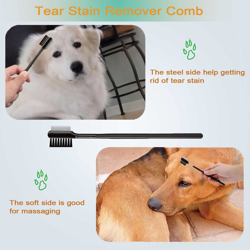 Pet Grooming Comb Kit, Tear Stain Remover Brush, Undercoat Rake for Dogs & Cats, Dematting Tool for Long Haired Dogs Kittens Puppies, Flea Comb for Removal Dandruff Tangles Knots, Shedding Hair & Fur - BeesActive Australia