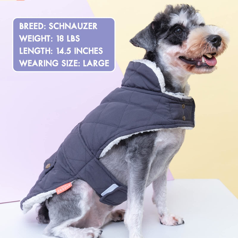 KYEESE Dog Cold Weather Coats Windproof Padded Sherpa Warm Dog Jacket for Small Medium Large Dogs with Leash Hole Dog Apparel XX-Large Gray - BeesActive Australia