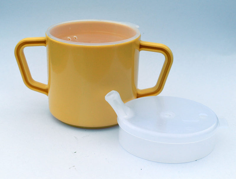 Henleys Drinking Cup/Beaker/Mug/Sippy 260ml Cup for Disabled Adults. Easy Grip Handles with Anti Splash Spout and Travel Lid - BeesActive Australia