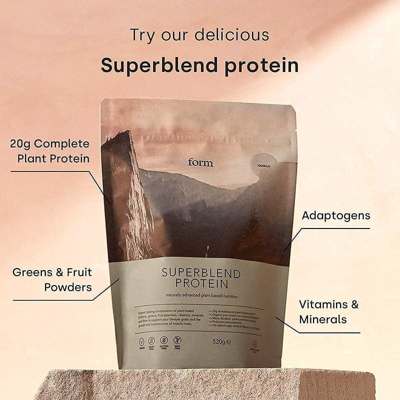 Form Superblend Protein - Vegan Protein Powder with Superfoods, Vitamins and Minerals (Chocolate Salted Caramel) Chocolate Salted Caramel 520 g (Pack of 1) - BeesActive Australia