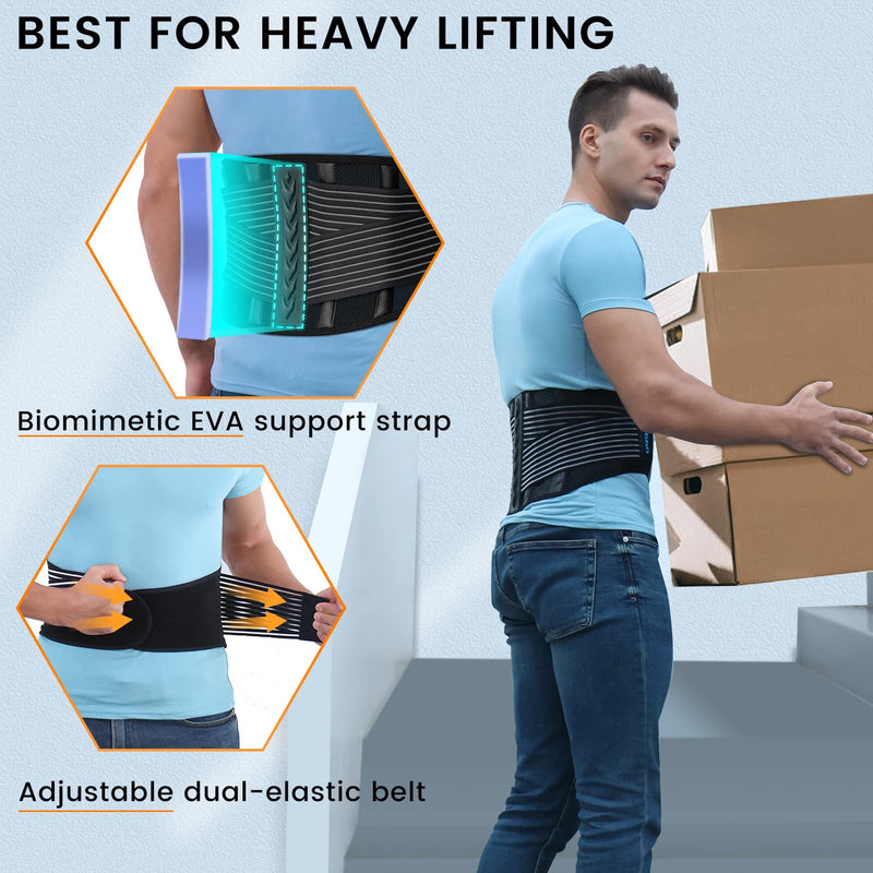MTGBO Back Brace for Men Lower Back, Back Support Belt with 4 Stainless Steel Support Stays and Breathable Air Mesh for Lower Back Pain Relief, Sedentary, Sciatica, Work, Posture, Lifting(M 31-38") Medium - BeesActive Australia