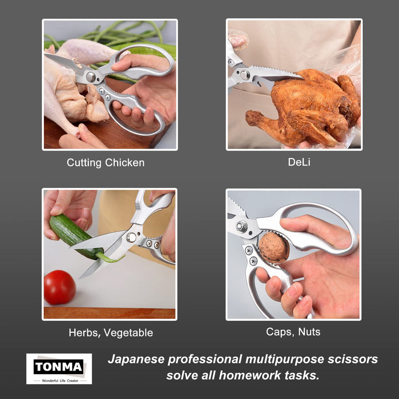 TONMA Heavy Duty Kitchen Scissors All Purpose [Made in Japan] Stainless Steel Kitchen Shears Dishwasher Safe Japanese Poultry Shears for Herbs, Chicken, Food, Garden, Office, Crafting, Leather, Fabric Professional Kitchen Shears - BeesActive Australia