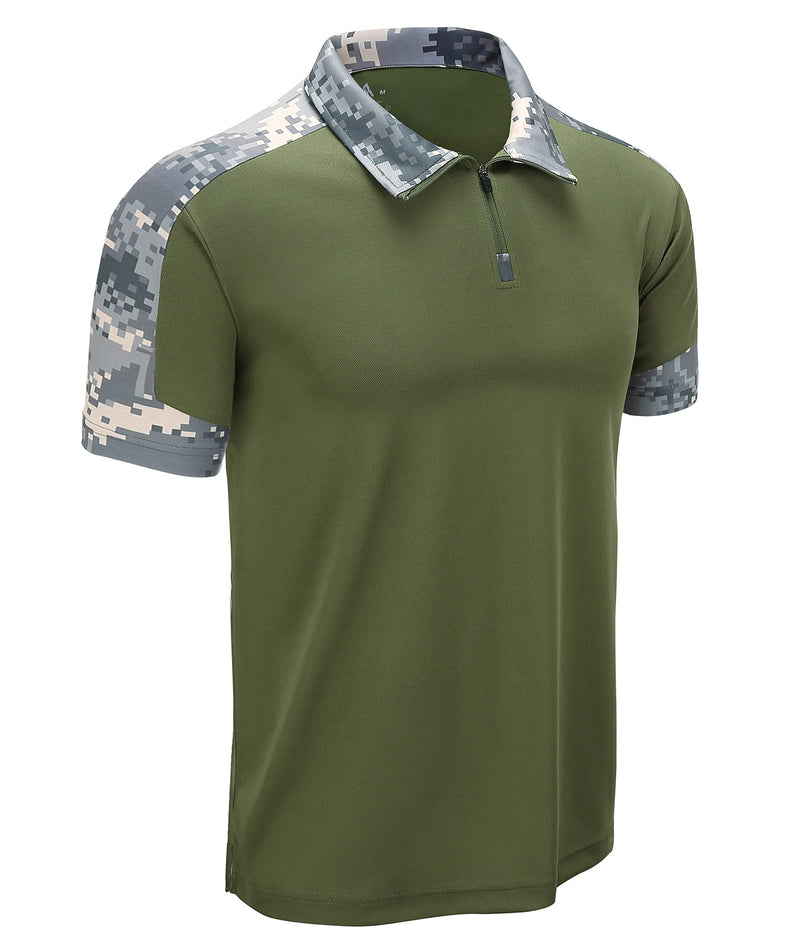 ZITY Mens Tactical Polo Military Shirts Short Sleeve Sports Golf Tennis T-Shirt 111-3pcs-khakiblackgreen Medium - BeesActive Australia