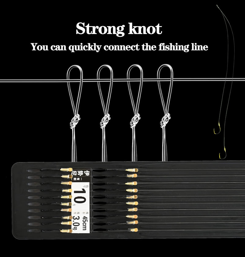 LNOJENR Fishing Hooks with Line, Strong Sharp Double Hook Rigs with Barbs, Pre Tied Fish Hooks Already Tied‑in Fishing Wire/Leader, Black Gold Fish Hook for Freshwater/Seawater (20 PCS), Medium, D10 - BeesActive Australia