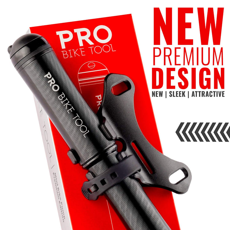 PRO BIKE TOOL Mini Bike Pump Premium Edition - Fits Presta and Schrader valves - High Pressure PSI - Bicycle Tire Pump for Road and Mountain Bikes Premium Edition Black - BeesActive Australia