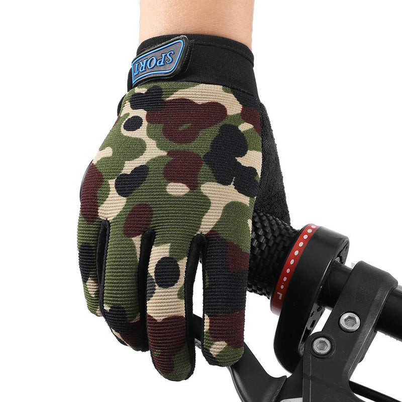 Accmor Kids Cycling Gloves, Kids Fishing Gloves, 4-10 Years Boys Girls Kids Sport Gloves, Breathable Non-Slip Full Finger Gloves for Child Cycling Climbing Riding Biking Outdoor Sports A-Camo - BeesActive Australia