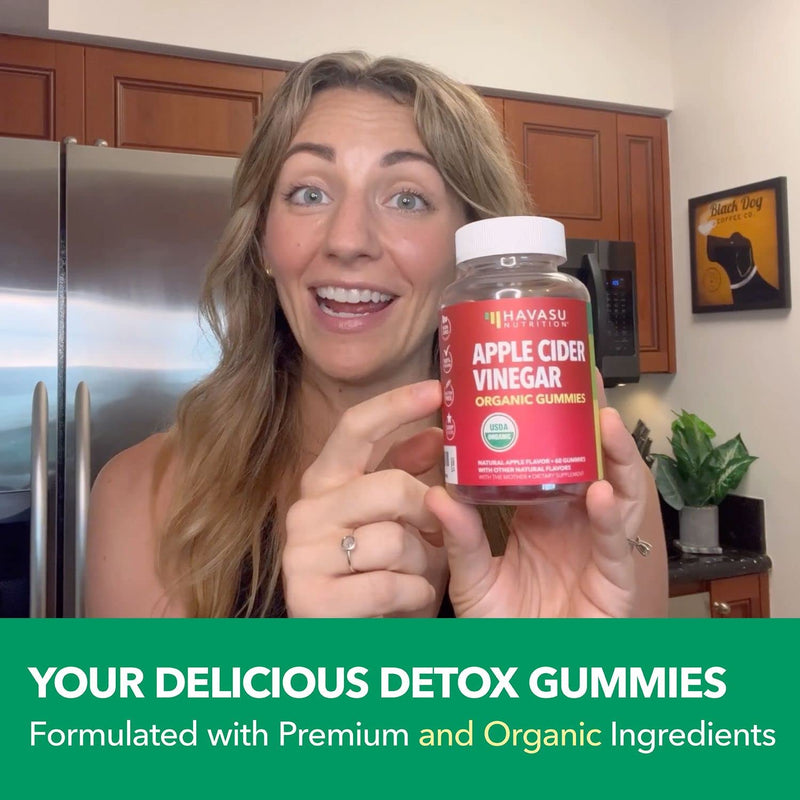 Organic Apple Cider Vinegar Gummies with The Mother | Metabolism Control & Detox to Boost Digestion | 60 Vegan & Non-GMO ACV Gummies | Tasty Natural Apple Flavor 60 Count (Pack of 1) - BeesActive Australia