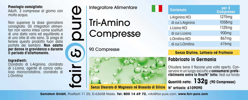 Fair & Pure® - Amino Acid Tablets - arginine, ornithine and lysine - Vegan - 90 Tablets - BeesActive Australia