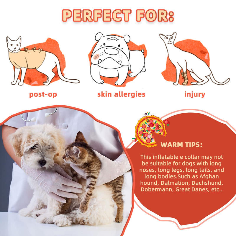 Inflatable Dog Cone Collar-Soft Protective Collar for Dogs and Cats Recovery Pet Cone,E-Collar Dog Neck Pizza Dog Cone After Surgery Pizza Pattern - L - BeesActive Australia
