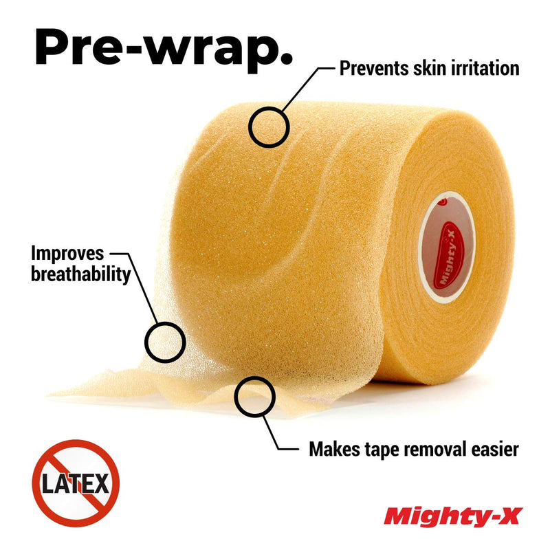 Mighty-X White Athletic Tape + PreWrap - 4 Pack - Easy to Tear with No Sticky Residue - Used as: Ankle Tape, Climbing Tape, Boxing Tape - Sports Tape Athletic - 1.5in x 45ft - BeesActive Australia
