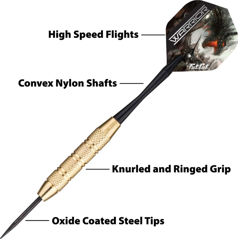 Fat Cat Warrior Steel Tip Darts, 18 Grams Black - BeesActive Australia