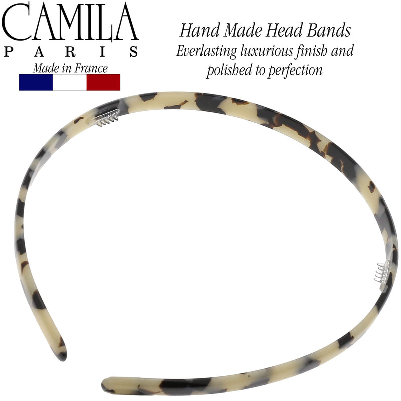 Camila Paris CP3470 French Headband for Women, Handmade White Tokyo, Strong Hold Grip Women's Hair Band, Ligth and Very Flexible, No Slip and Durable Styling Girls Hair Accessories, Made in France 0.30" - BeesActive Australia