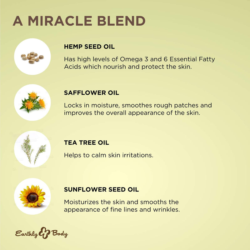 Earthly Body Miracle Oil Tea Tree Creme, 4 oz. - Tea Tree, Hemp Seed, Safflower & Sunflower Seed Oils - Nourish & Protect Skin, Smooth Rough Patches, Calm Irritation - 100% Vegan, Cruelty-Free - BeesActive Australia