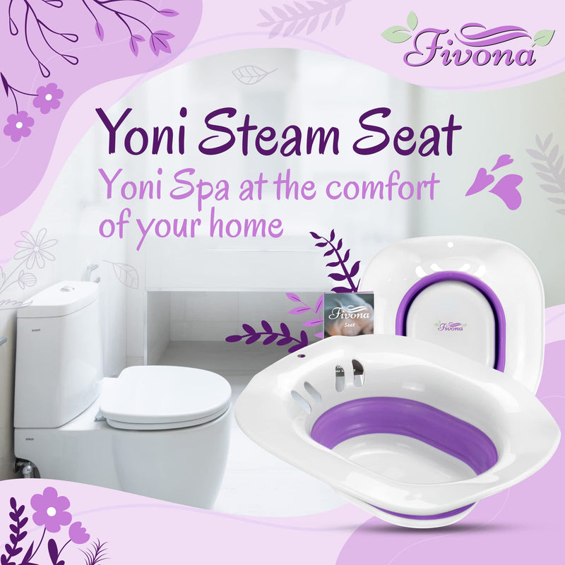 Fivona Sitz Bath V Seat for Soak and Steam Postpartum Care - Expandable Seat - Vaginal Steaming Tub - Collapsible Basin for Hemorrhoids Treatment - BPA Free Temperature Resistant - Universal Fit White-Purple - BeesActive Australia