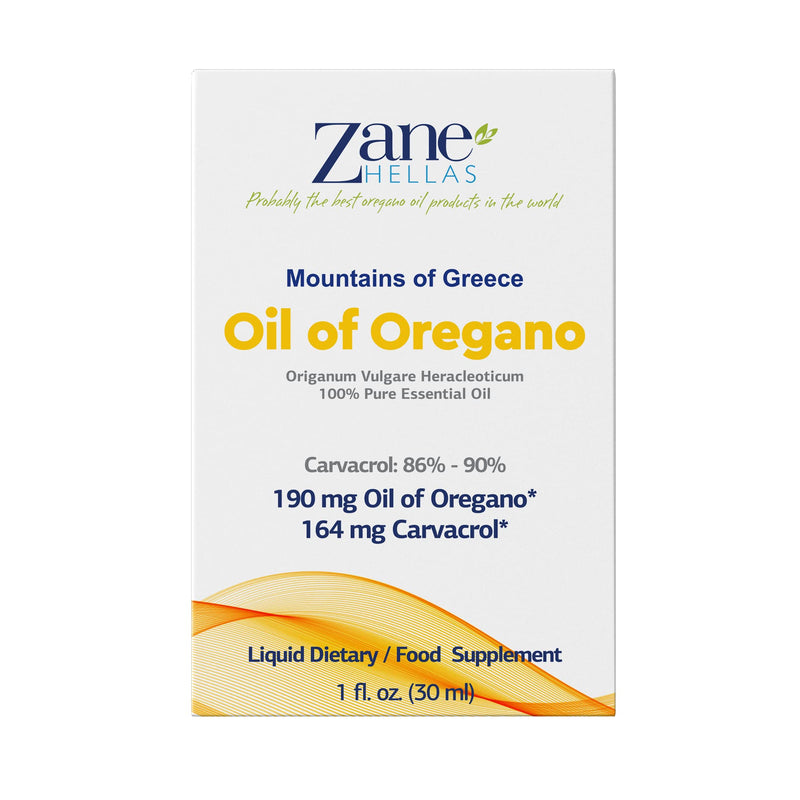 Zane | 100% Greek Undiluted Oil of Oregano | 190 mg Oregano Oil Provides 164 mg Carvacrol per Serving - 5 Drops. 86%-90% Min Carvacrol. 1 fl. oz.- 30ml - BeesActive Australia