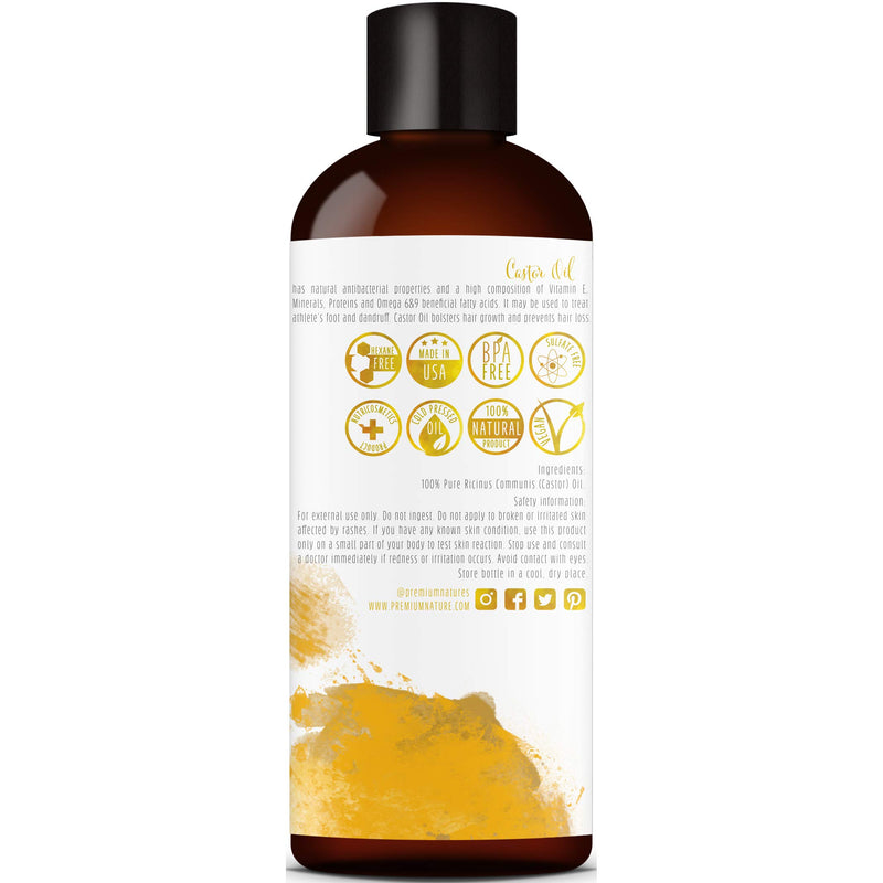 Castor Oil Pure Carrier Oil - Cold Pressed Organic Castrol Oil for Essential Oils Mixing Natural Skin Moisturizer Body & Face, Eyelash Caster Oil, Eyelashes Eyebrows Lash & Hair Growth Serum 4 oz - BeesActive Australia