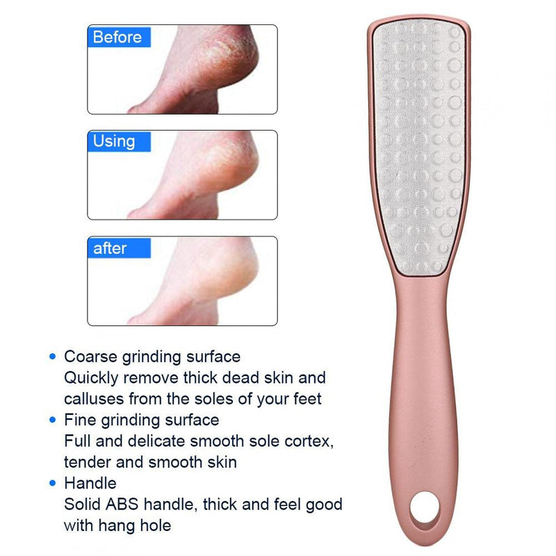 Double Sided Foot File & Callus Remover, Stainless Steel Hard Dead Skin Foot Rasp Heel Peel Egg Foot Scrubber Pedicure Tool for Dry and Cracked Feet, Make Feet Smooth (Rose gold) Rose gold - BeesActive Australia
