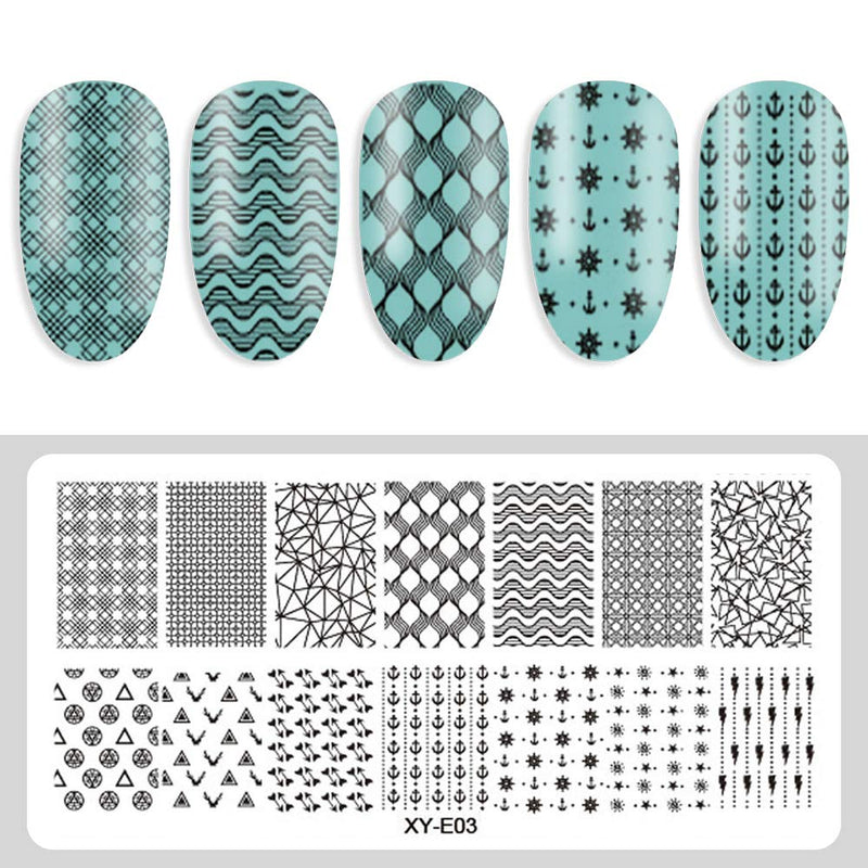 DANNEASY 6Pcs Nail Stamping Plate Set 1Nail Stamper 1Scraper + 1Storage Bag Nail Stamp Plate Template Image Stencil Manicure Tools Kit 1 - BeesActive Australia