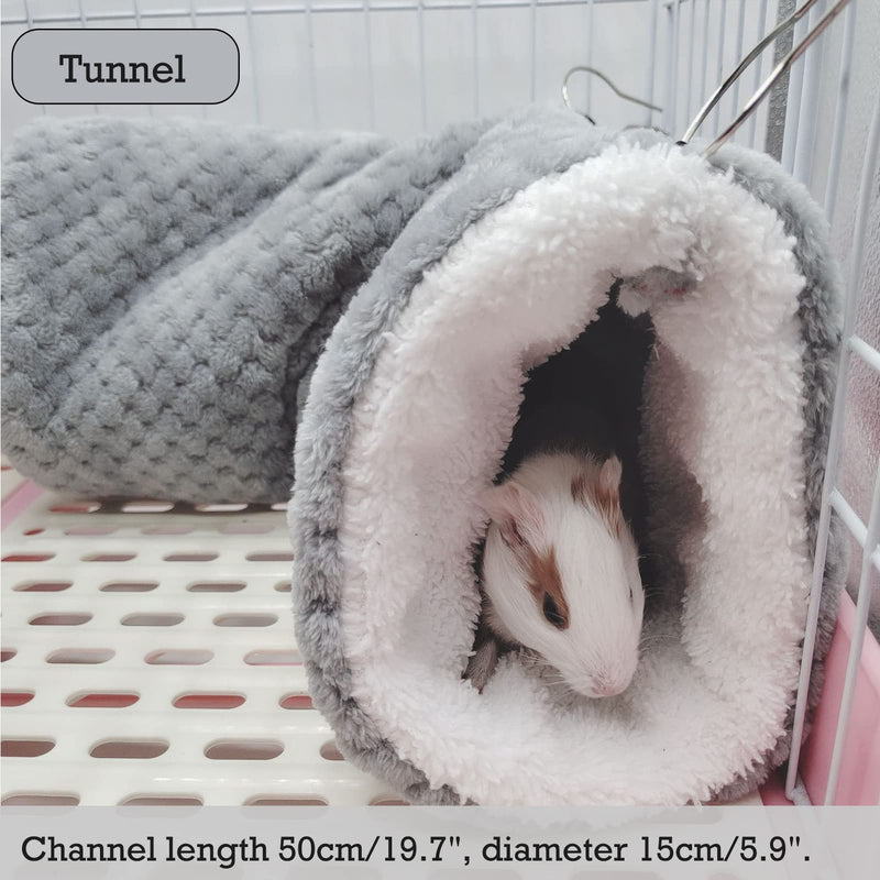 SEIS 3 Pcs Plush Hamster Hammock Set Sugar Glider Hanging Cage Accessories Set Small Animal Hammock Channel Mat for Guinea Pig Rat Gerbil Squirrel Birds Parrot Grey - BeesActive Australia