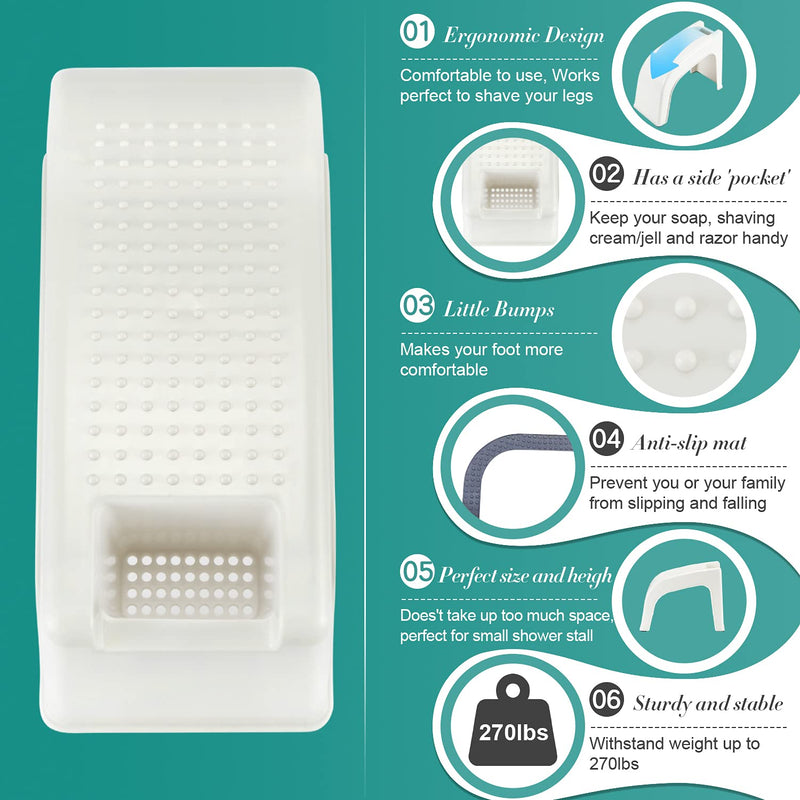 AmazeFan Shower Foot Rest, Shower Foot Stool for Shaving Legs, Pedicure Foot Rest Stand White - BeesActive Australia