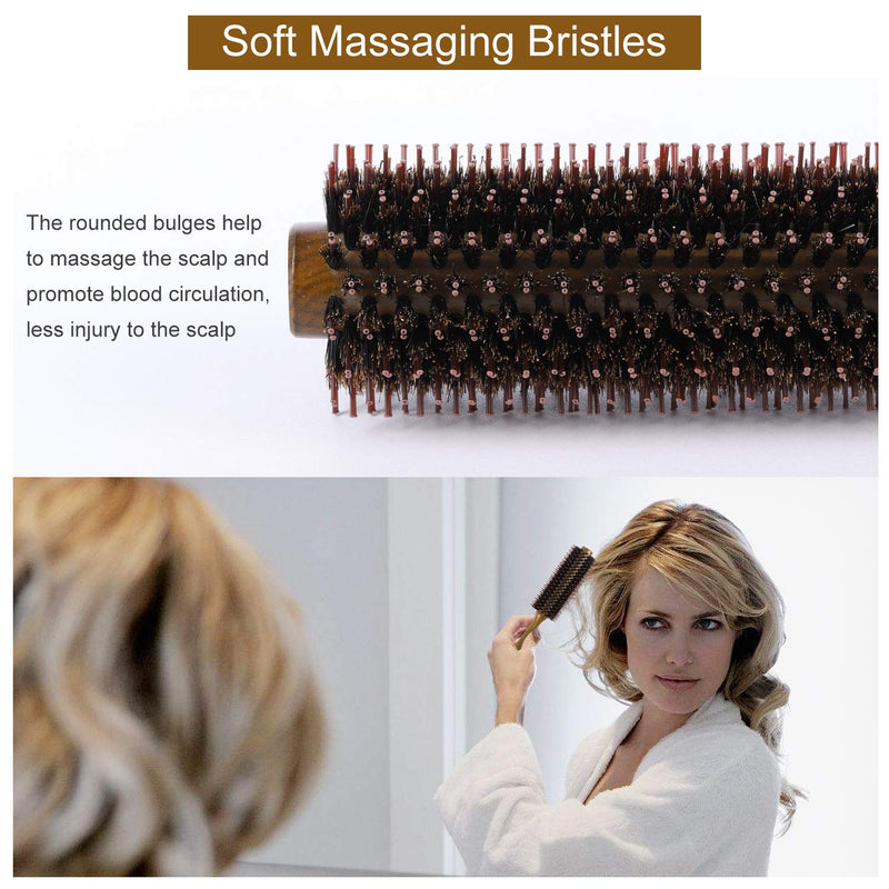 Boar Bristle Hairbrush Vista Round Hair Brush Wooden Handle Anti Static Hairbrush for Hair Styling, Drying, Curling - BeesActive Australia