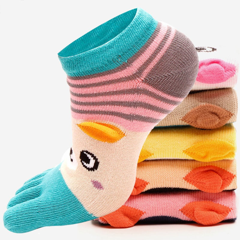 HONOW Women's Low Cut Toe Socks Ankle Cotton Running Socks(Pack of 5/6) Color 10 (Ankle Length) - BeesActive Australia