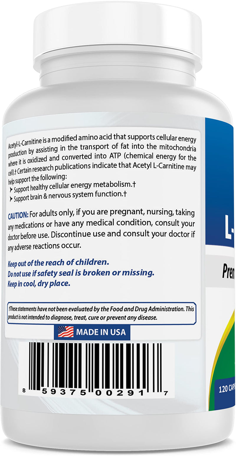Best Naturals Acetyl L-Carnitine 500 mg 120 Capsules - BeesActive Australia