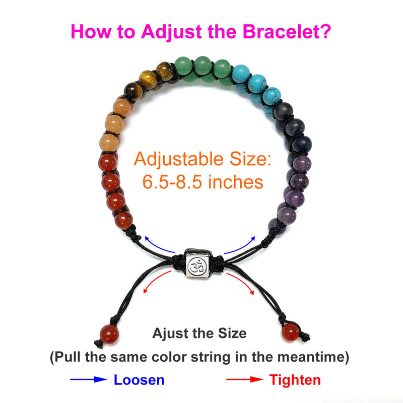 JSDDE 7 Chakra Healing Crystals Bracelet Womens Reiki Stone Rope Braided Gemstone Bracelet for Yoga Meditation Anxiety Relief - BeesActive Australia