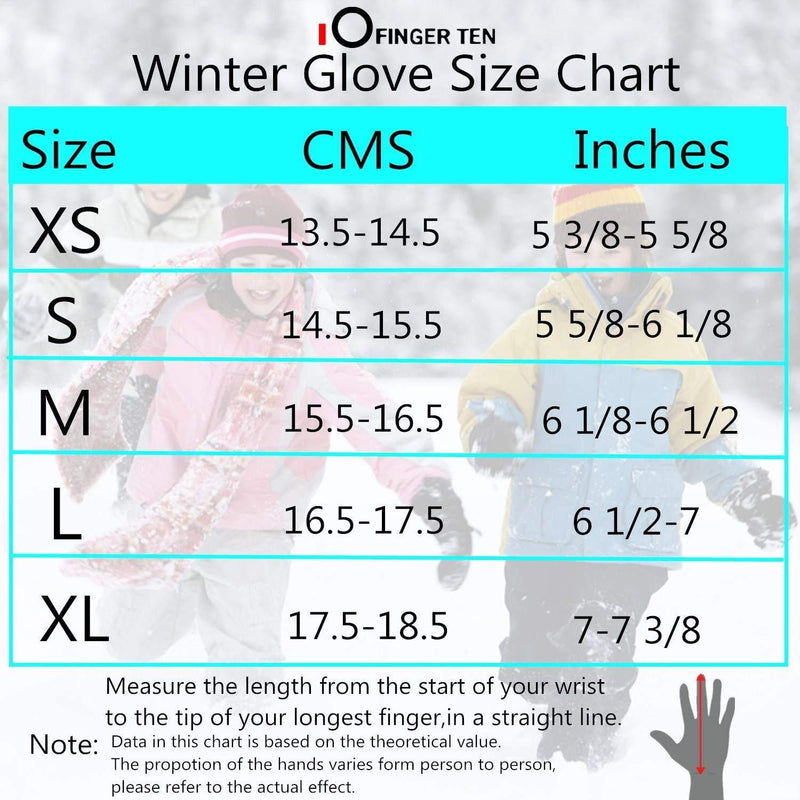 FINGER TEN Winter Gloves for Kids Touchscreen Boys Girls Running Cycling Pair, Youth Lightweight Warm Thermal Touch Screen Gloves for Texting Hiking Skating Black Small - BeesActive Australia