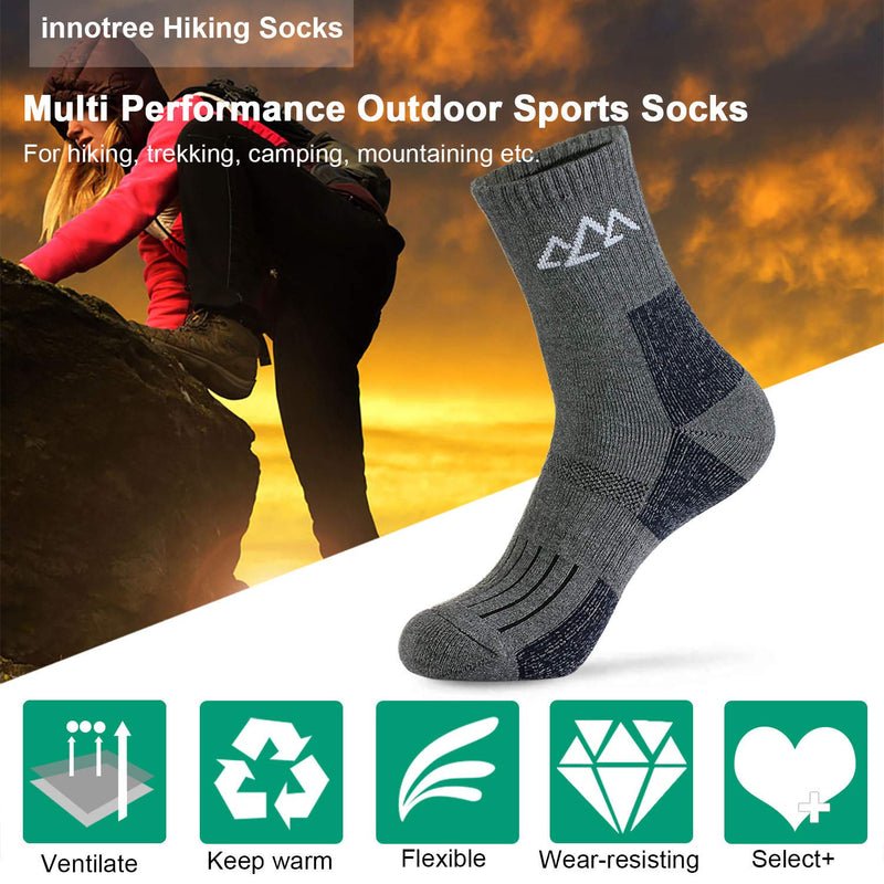 innotree 3 Pack Men's Full Cushioned Hiking Walking Socks, Quarter Crew Socks Men's Quarter - BeesActive Australia