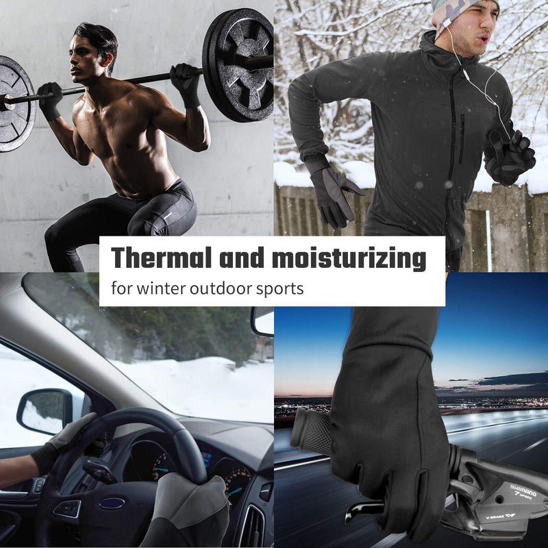 [AUSTRALIA] - Winter Gloves Touch Screen Water Resistant Thermal Glove for Running Cycling Driving Phone Texting Outdoor Hiking Windproof Warm Gifts for Men and Women Black Large (Men) -- X-Large (Women) 