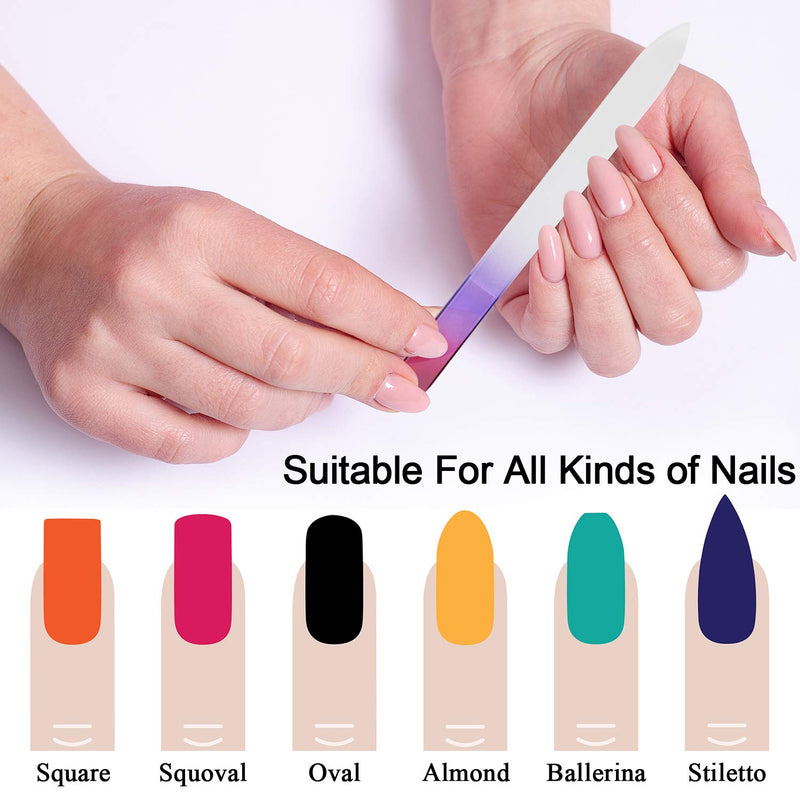 EAONE 20 Pieces Glass Nail File, Crystal Nail File Double Sided Etched Filing Surface Finger Nail Files, Professional Mix Gradients Colors Manicure Nail Care, 10 Color,Bulk Gift - BeesActive Australia