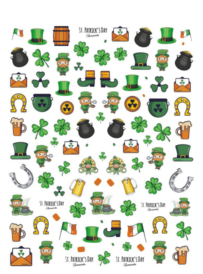 3D St.Patrick's Day Nail Art Stickers Lucky Clover Nail Decals Shamrock Green Leaf Dollar Coins Spring Design Nail Art Supplies Self Adhesive Nail Stickers for Acrylic Nail Decorations 7 Sheets - BeesActive Australia