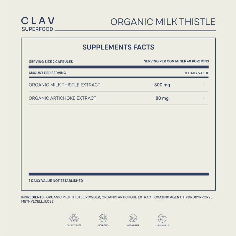 Organic Milk Thistle & Artichoke Extract Complex High Dose - Rich in Silymarin & Bitters - Liver Support + Detox Supplement - 120 Capsules =60 Days Supply - Vegan Certified - Non-GMO - Made in Germany - BeesActive Australia