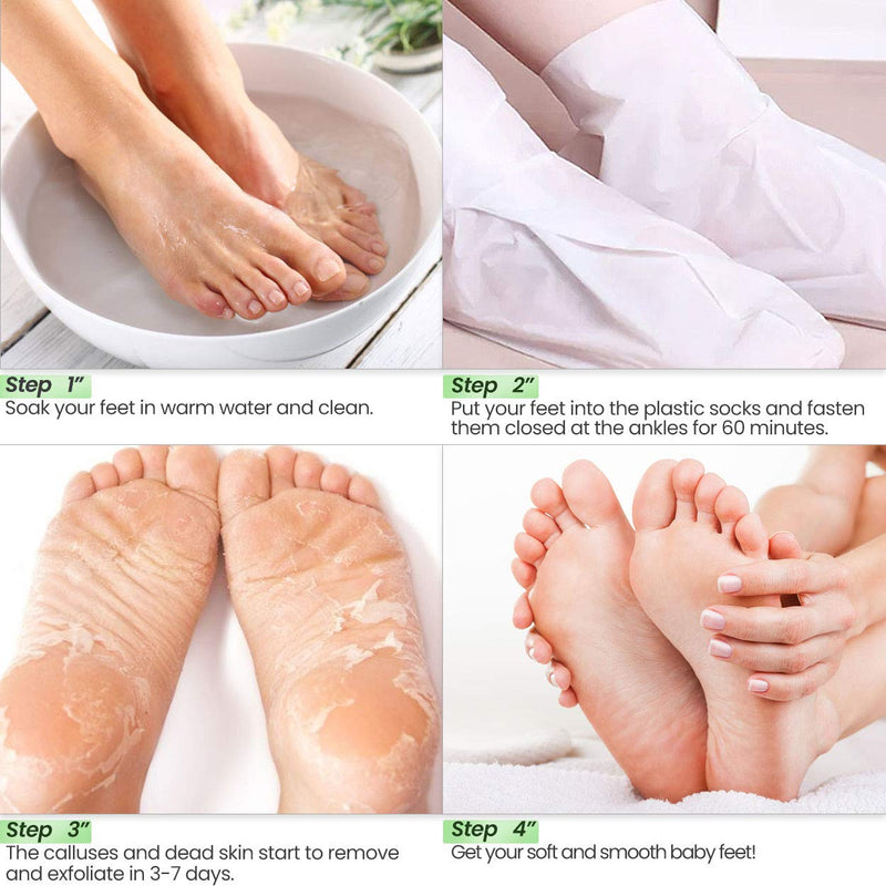 Tea Tree Foot Peel Mask For Dead Skin, Callused and Cracked Heels, Foot Mask Removes Rough Heels Dry Dead Skin,Makes Foot Soft Smooth Skin, Exfoliating Peeling Natural Treatment- 2 PACK - BeesActive Australia
