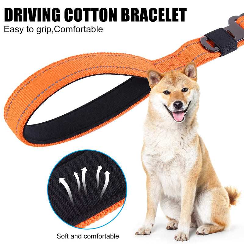 Emergency Auto Unlock Dog Leash, SLGOL 4-5FT Heavy Duty Elastic Bungee Dog Leash with Car Seatbelt, Shock Absorbing, with Comfortable Padded Handle and Traffic Handle Suitable for Dog Training Orange - BeesActive Australia