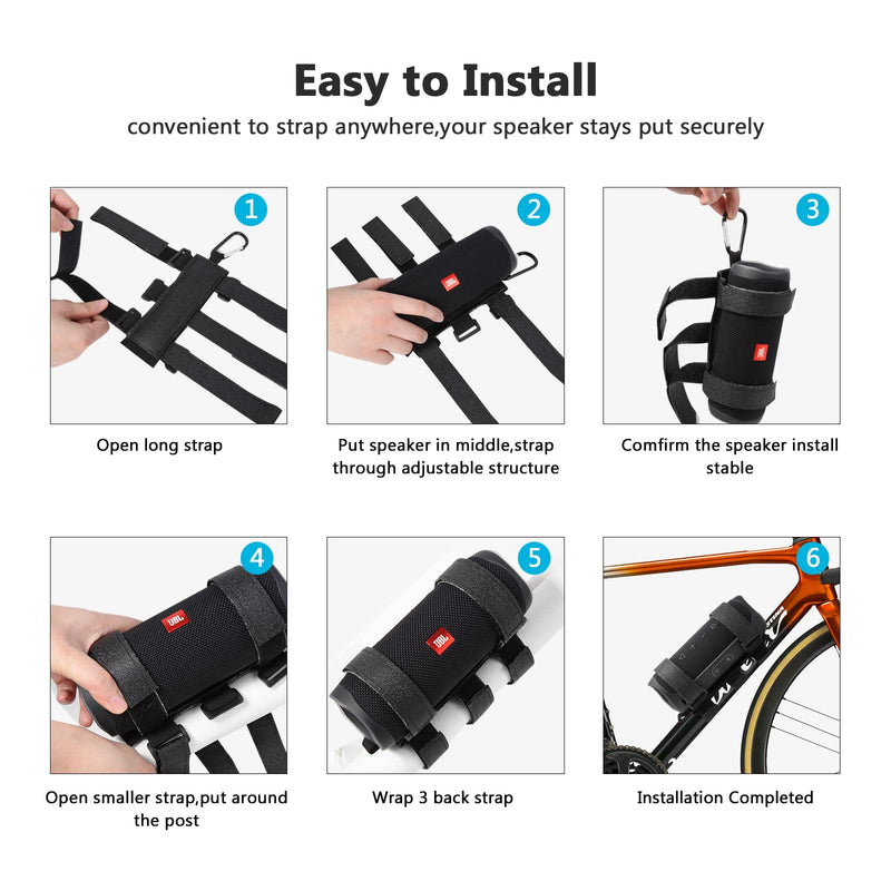 Caudblor Portable Bike Speaker Mount, Adjustable Wireless Speaker Strap, Premium Universal Bicycle Handlebar Sound Bar Holder with 2 Straps, for JBL Speakers/Water Bottle on Golf Cart/Boat - BeesActive Australia