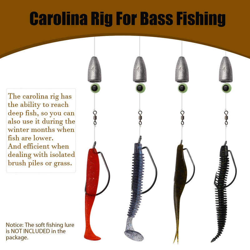 Dovesun Carolina Rig Kit for Bass Fishing Bullet-Weights Carolina Ready Rig - BeesActive Australia