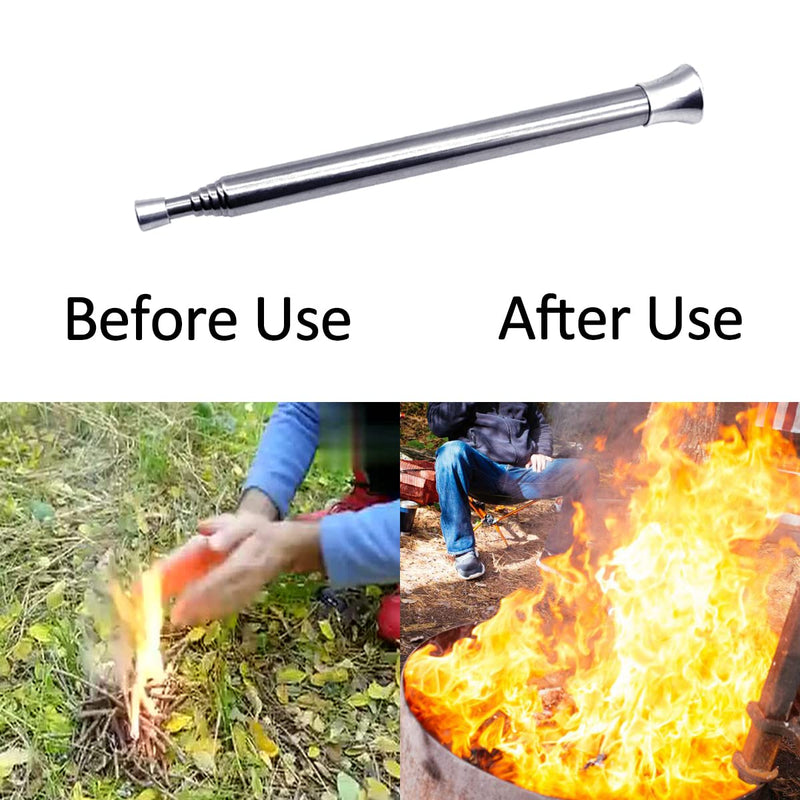 Terberl 3 Pieces Pocket Fire Bellowing Pocket Size Bellowing Collapsible Stainless Steel Fire Bellow,Collapsible Outdoor Blow Fire Tube for Picnic Camping Hiking - BeesActive Australia