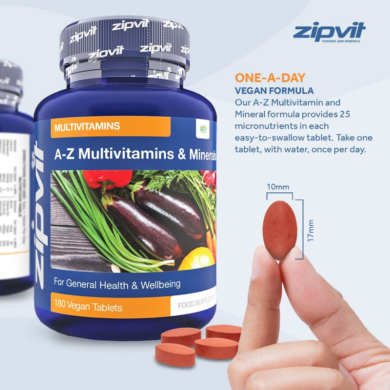 Multivitamin Tablets - Vegan Multivitamin for Women & Men - 180 Tablets - 6 Months Supply - with 25 Essential Active Vitamins & Minerals. Supports Bone Health and Your Immune System. UK Supplier Jar of 180 Tablets - BeesActive Australia