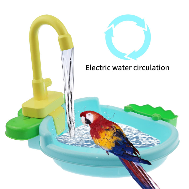 Toysructin Bird Parrot Bathtub, Automatic Bird Bathtub with Faucet Bird Bathroom Accessories Toys for Small Medium Birds Bathing Tub for Bird Parrot Bird Shower Bowl for Parrots Parakeet Canaries OneSize Toys Set - BeesActive Australia