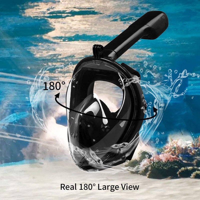 MOUNTDOG Snorkel Mask Full Face Snorkeling Mask with Panoramic View and Action Camera Mount,Anti-Fog and Anti-Leak Design Dive Mask for Adults and Youth black S/M - BeesActive Australia