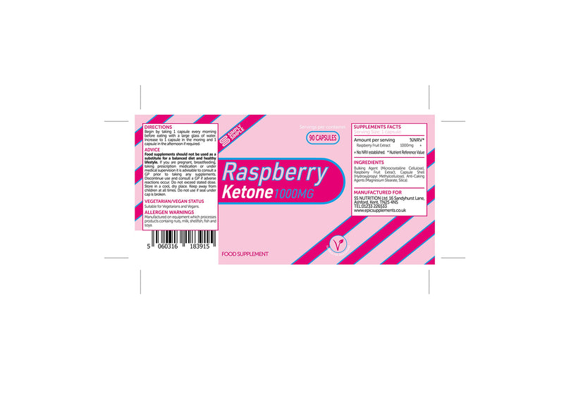 Simply Simple Raspberry Ketone Pills 1000mg Pure Ketones Fruit Extract | Weight Loss Management | Keto Diet Vegetarian Friendly Food Supplements | Made in The UK 90 Count (Pack of 1) - BeesActive Australia