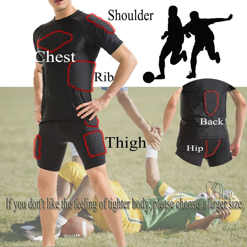 DGXINJUN Men Padded Compression Short Sports Shorts Protective Thigh Hip Protector Pads Support for Adult Football Basketball Paintball Rugby Training Cycling Pants Medium - BeesActive Australia