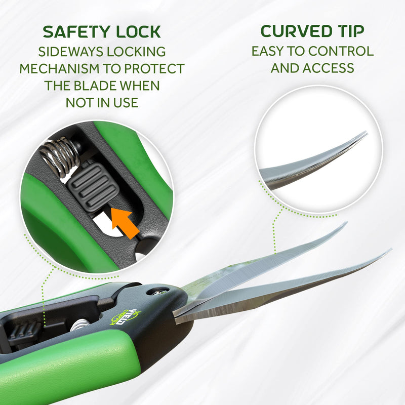 Hydroponic 2Pack Microtip Straight blade/Curved Blade Flower Leaf Trimmer Pruning Shears by Yieldcropper - BeesActive Australia